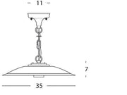 Colgante grande E27 linea grafito antiguo