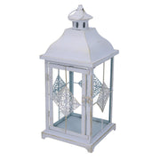 Farol de metal 1-2 cuadrado oro blanco mate cm22x22h51