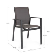Silla de exterior Crozet antracita oscuro con reposabrazos