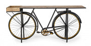 Mesa consola diseño bicicleta retro madera metal