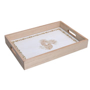 Bandeja rectangular de madera blanca cm35x25h4,5