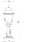 Lámpara exterior de aluminio fundido con difusores de vidrio transparente - Altura máxima 170mm negro