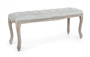 Banco clásico de madera de terciopelo gris Mathilde 110 x 36 x 47 cm