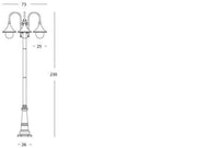 Lámpara Colgante de Aluminio con Difusores Transparentes - 3 Luces - Altura Máxima 150mm óxido